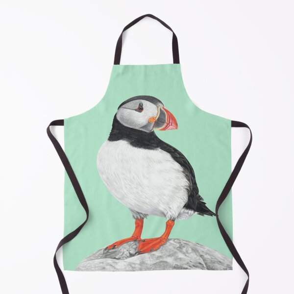 Item preview, Puffin pastel art mint green background designed and sold by IslesArt.