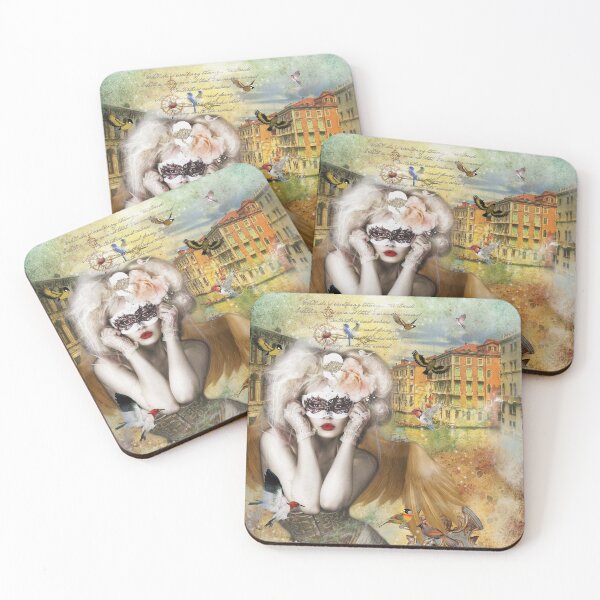 Item preview, Golden Angel Venice Carnival Birds Fantasy art Renaissance Fairy tale designed and sold by Sparklestuff.