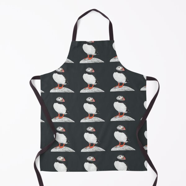 Item preview, Puffin pattern pastel art grey background on dark background designed and sold by IslesArt.