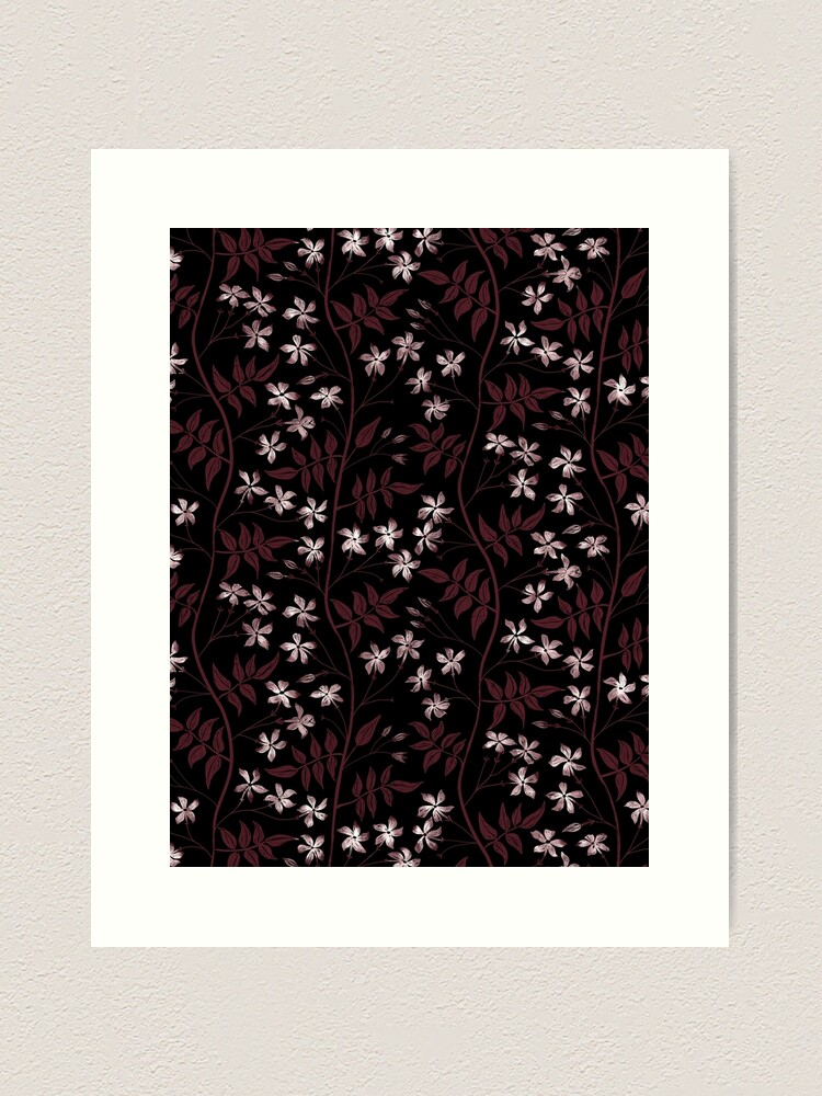 Lámina artística «Enredadera de jazmín estrella - rojo, blanco y negro» de  misentangled | Redbubble