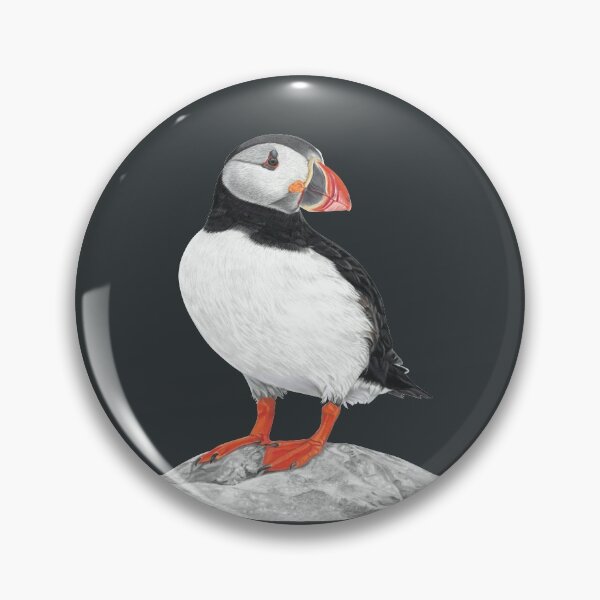 Item preview, Puffin pastel art dark grey background  designed and sold by IslesArt.