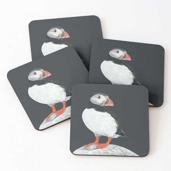 Item preview, Puffin pastel art dark grey background  designed and sold by IslesArt.