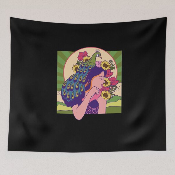 Item preview, Stoner rock woman with peacock designed and sold by ElBeDesigns.