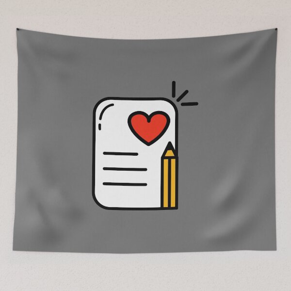 Item preview, design with heart and pencil on gray background designed and sold by TallyS4.