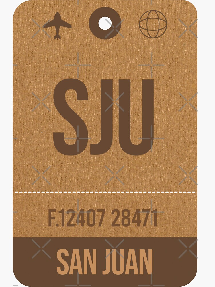 "San Juan,Puerto Rico,Vintage Airport Luggage Tag Gift Idea For Traveller" Sticker for Sale by