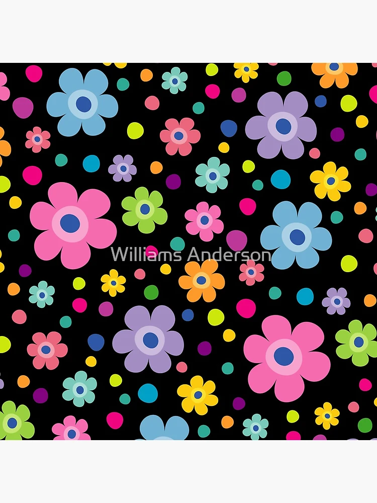Thumbnail 4 of 4, Clock, Flowers Pattern Colorful Mix Spring Color designed and sold by Williams Anderson.