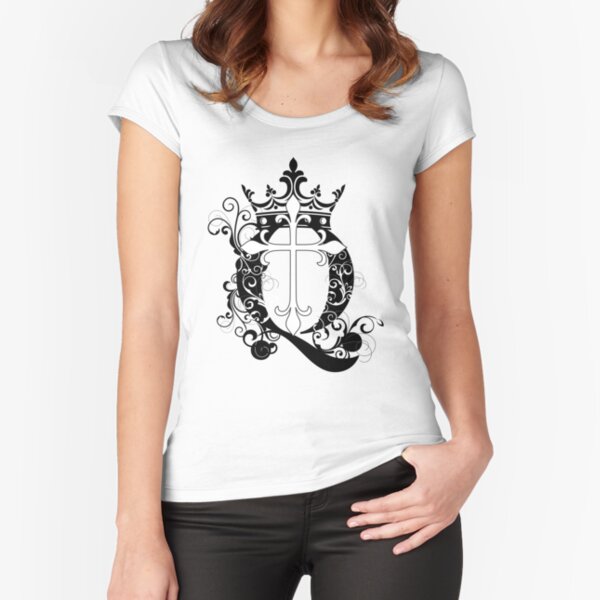 Cross Q Crown in Black Fitted Scoop T-Shirt