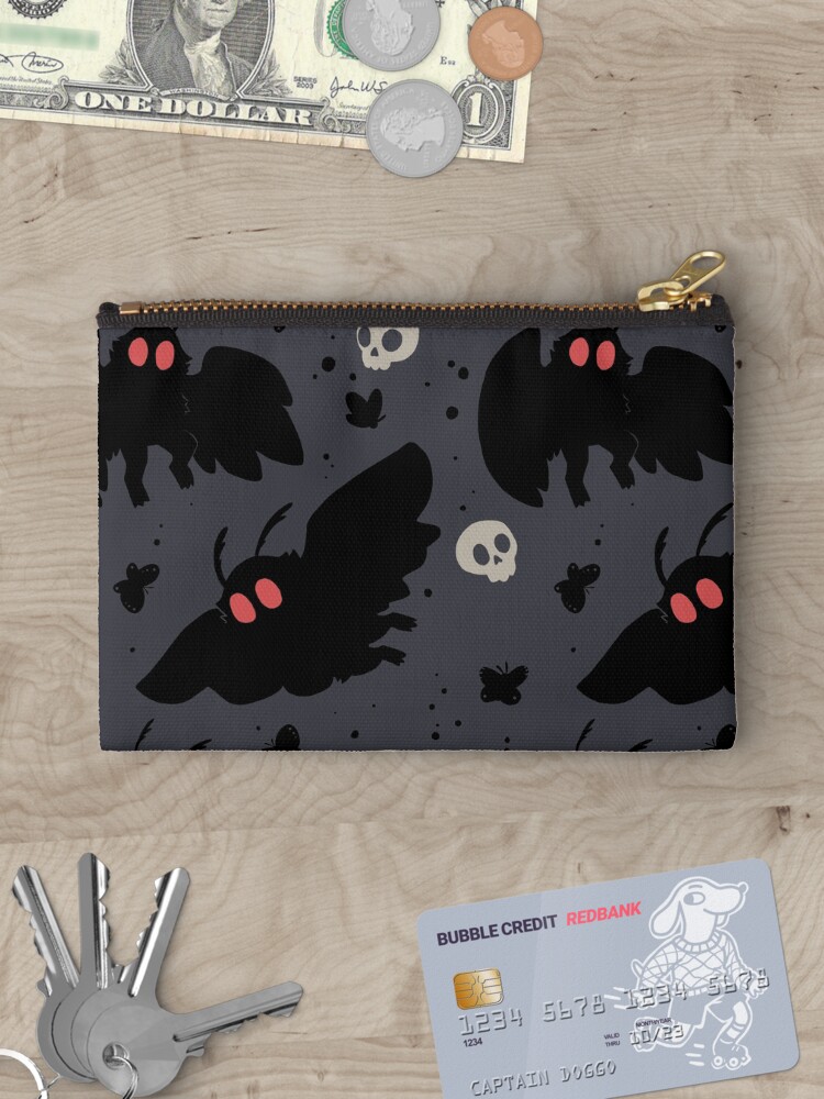 Thumbnail 3 of 4, Zipper Pouch, Mothman - Night Grey designed and sold by Jephael.