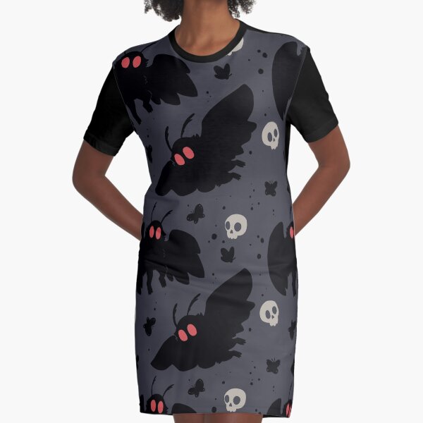 Mothman - Night Grey Graphic T-Shirt Dress
