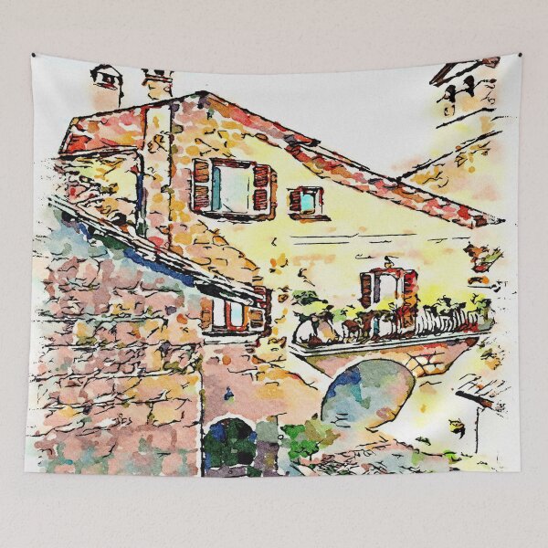 Item preview, Barbarano Romano: foreshortening with tuff buildings designed and sold by Giuseppe Cocco.