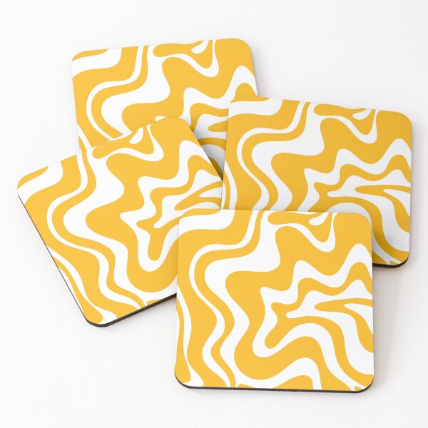 Item preview, Retro Liquid Swirl Abstract Pattern in Marigold Orange-Yellow and White designed and sold by kierkegaard.