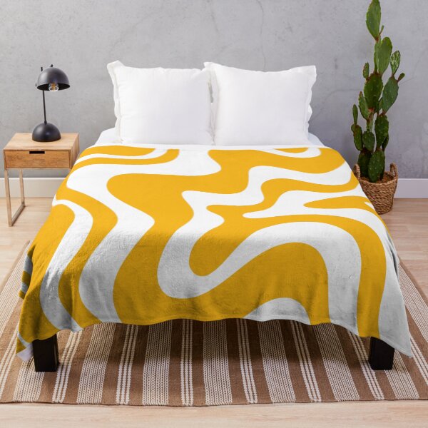 Item preview, Retro Liquid Swirl Abstract Pattern in Marigold Orange-Yellow and White designed and sold by kierkegaard.