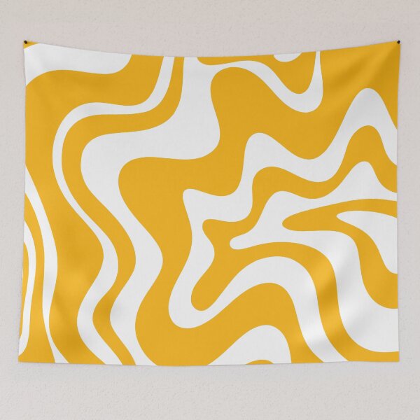 Item preview, Retro Liquid Swirl Abstract Pattern in Marigold Orange-Yellow and White designed and sold by kierkegaard.