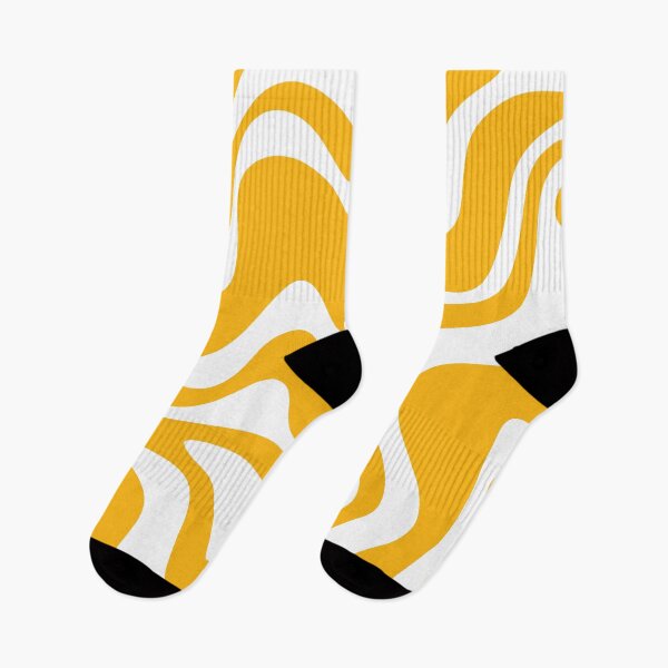 Item preview, Retro Liquid Swirl Abstract Pattern in Marigold Orange-Yellow and White designed and sold by kierkegaard.