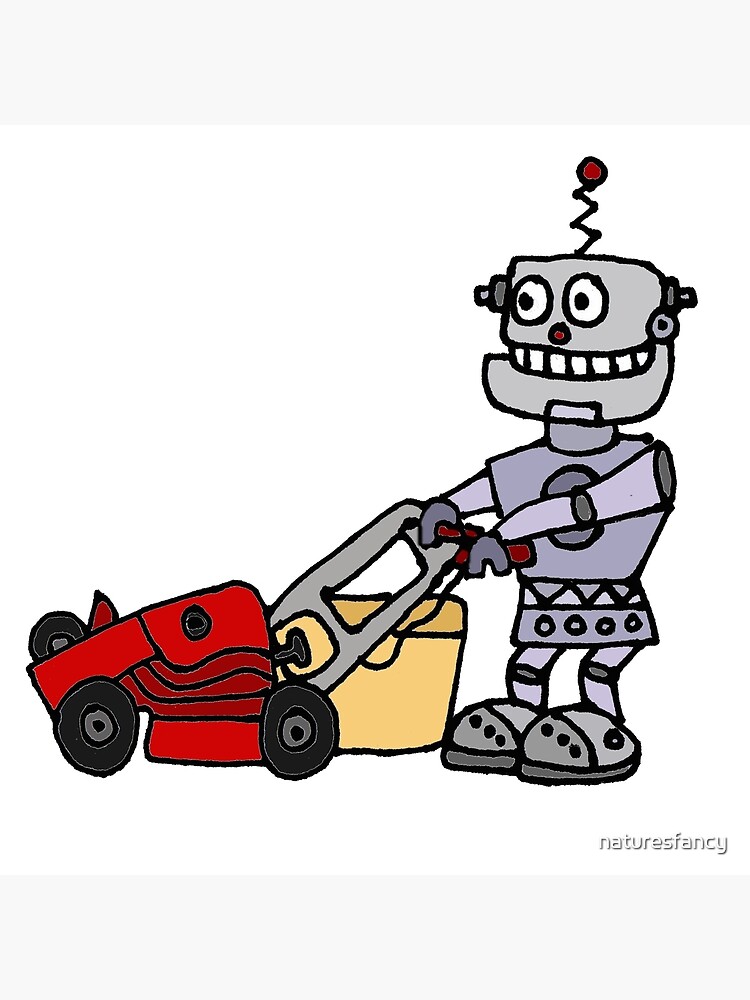 Symphony Koordinere piedestal Funny Cool Robot Mowing Lawn" Greeting Card for Sale by naturesfancy |  Redbubble