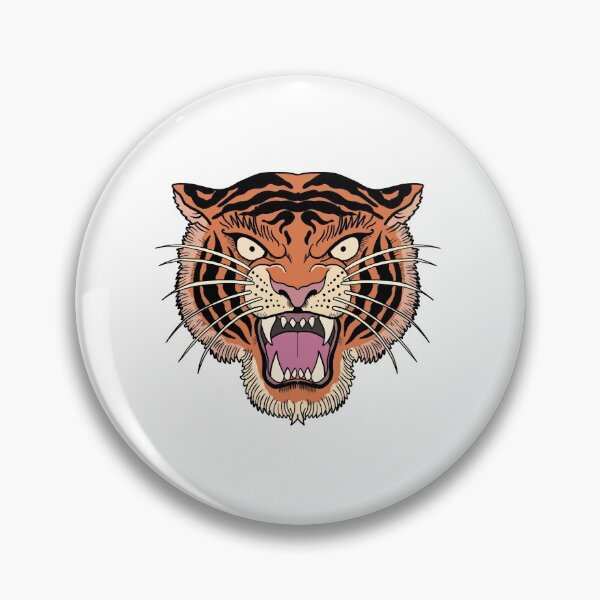 Aperçu de l'œuvre Tête de tigre de tatouage traditionnel avec bouche ouverte créée et vendue par Mesyo.