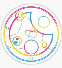 Pansexual in Circular Gallifreyan (w/ hearts) Sticker