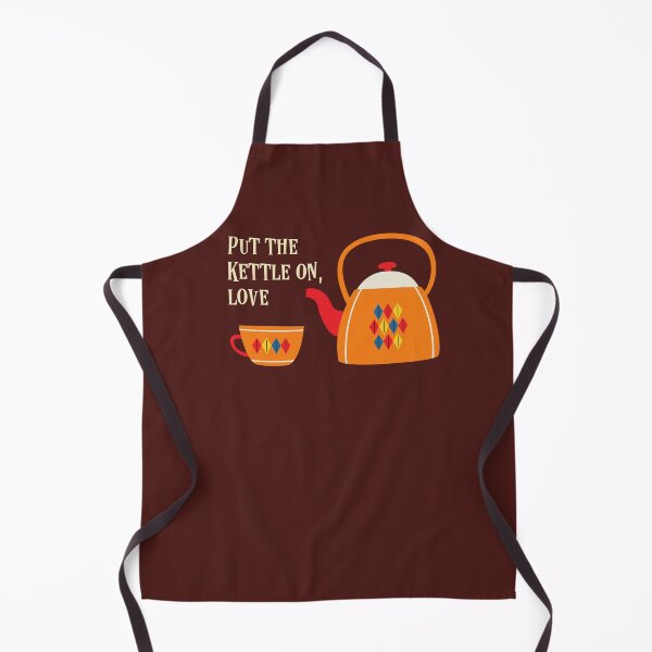 Item preview, Put the kettle on, love - vintage teapot with retro text (light text) designed and sold by Ofeefee.