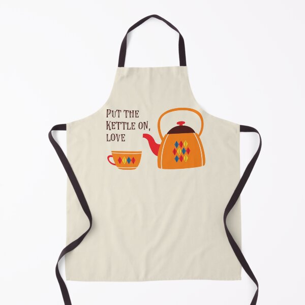 Item preview, Put the kettle on, love - vintage teapot with retro text (dark text) designed and sold by Ofeefee.