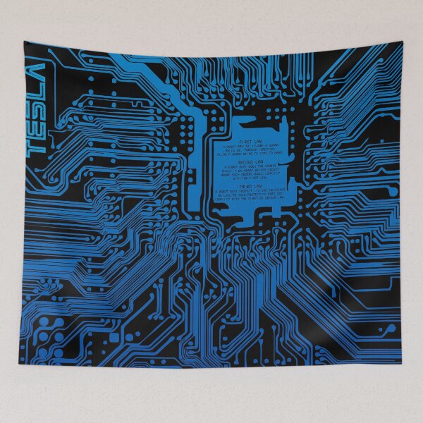 Item preview, Blue gradient computer electronic circuit, Asimov tribute. designed and sold by angelisart.