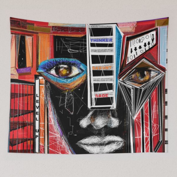 Item preview, The Thinker's Muse, Abstract Portrait designed and sold by Art With Impact – Statement Art & Apparel for Deep Thinkers.