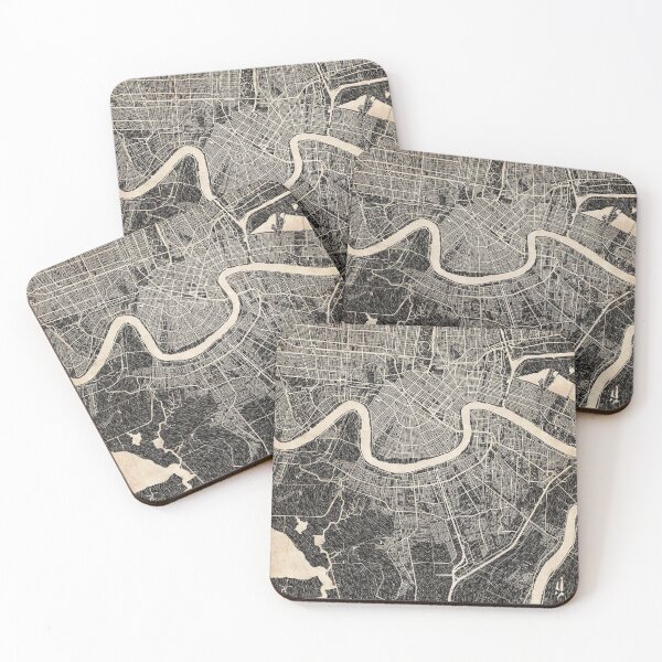 Item preview, NEW ORLEANS map Louisiana Ink lines 2 designed and sold by InkMaps.