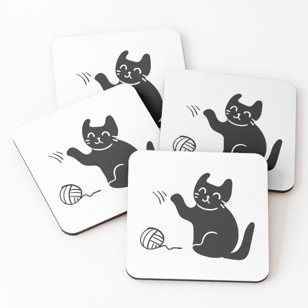 Item preview, Black Cat Playing with Ball of Yarn designed and sold by BossKitten.