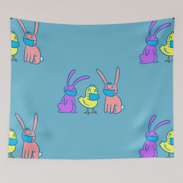 Item preview, happy easter bunny chick face mask covid coronavirus designed and sold by Gossip Rag.