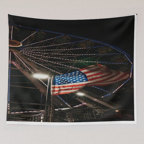 Item preview, Americana American Flag With A Red White And Blue Ferris Wheel designed and sold by JLPhotographer.