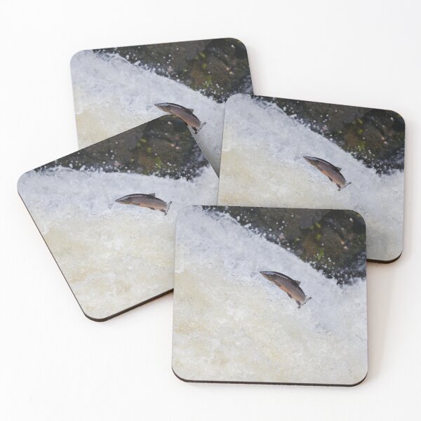 Item preview, Leaping salmon on waterfall designed and sold by chanonry.