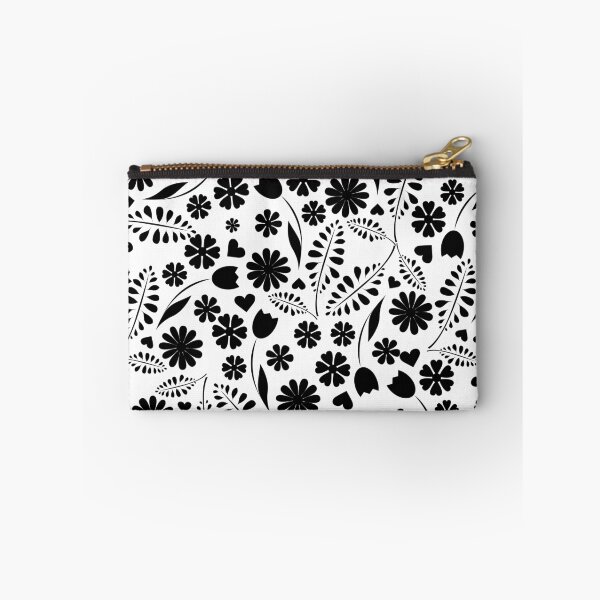 Item preview, Black and White Random Spring Flower Floral Leaves pattern designed and sold by BLMcreations.
