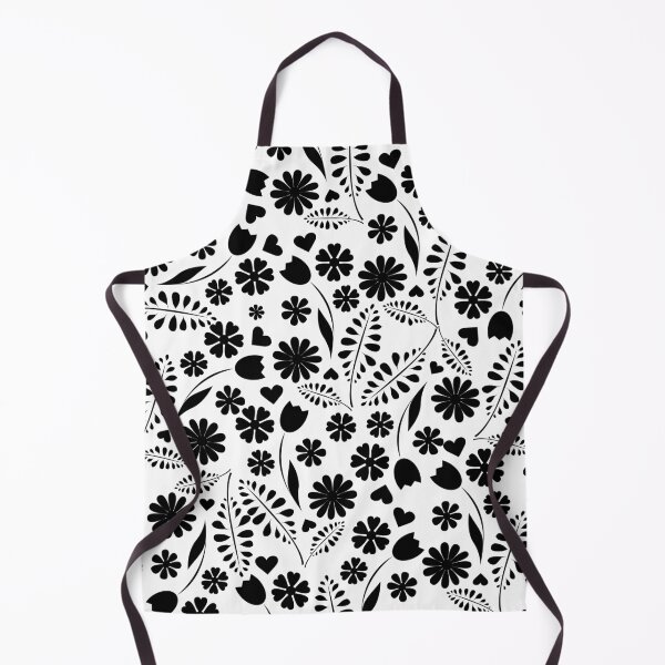 Item preview, Black and White Random Spring Flower Floral Leaves pattern designed and sold by BLMcreations.