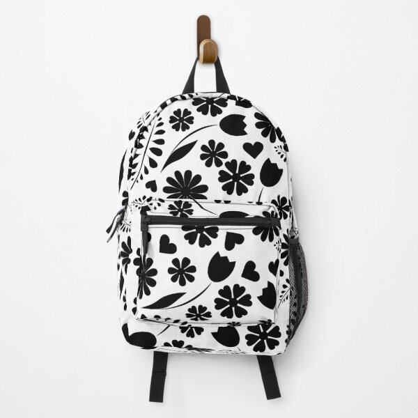 Item preview, Black and White Random Spring Flower Floral Leaves pattern designed and sold by BLMcreations.