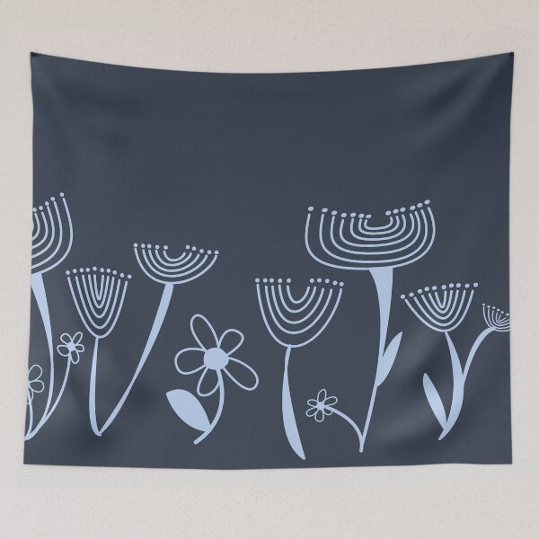 Item preview, Simple, abstract, artsy graphic navy blue drawn flowers floral sketch - Caroline Laursen Original designed and sold by Caroline Laursen.