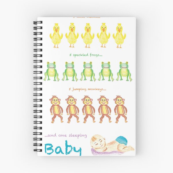 Item preview, Five Little Ducks, Five Speckled Frogs, Five Little Monkeys, and one Sleeping Baby Wall Art designed and sold by EmilySutin.