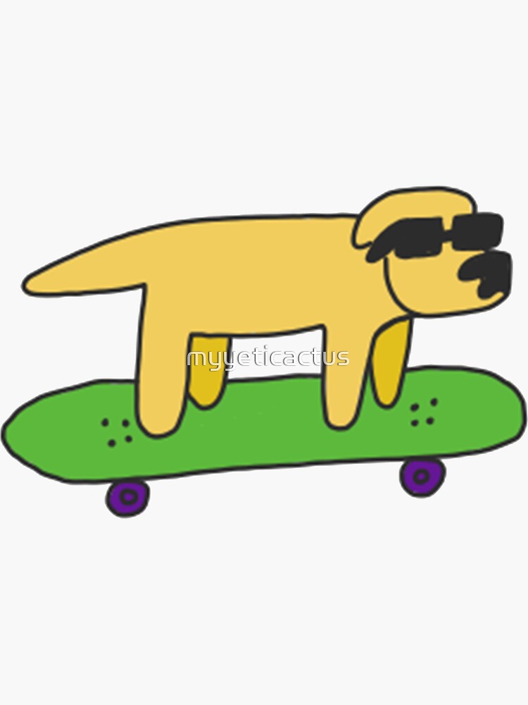 Thumbnail 3 of 3, Sticker, Skateboarding Dog designed and sold by myyeticactus.