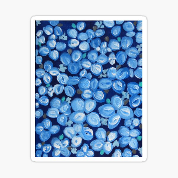 Abstract Blue And White Flowers Sticker