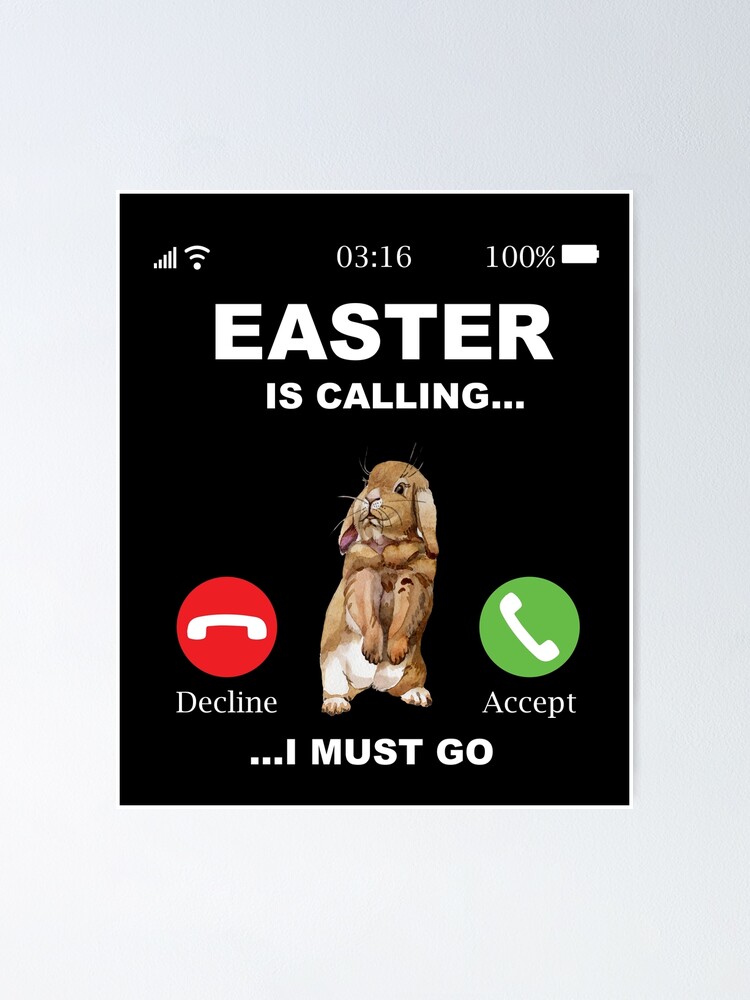 Thumbnail 1 of 3, Poster, Easter Calls - Bunny Easter Rabbit designed and sold by Ibu83.