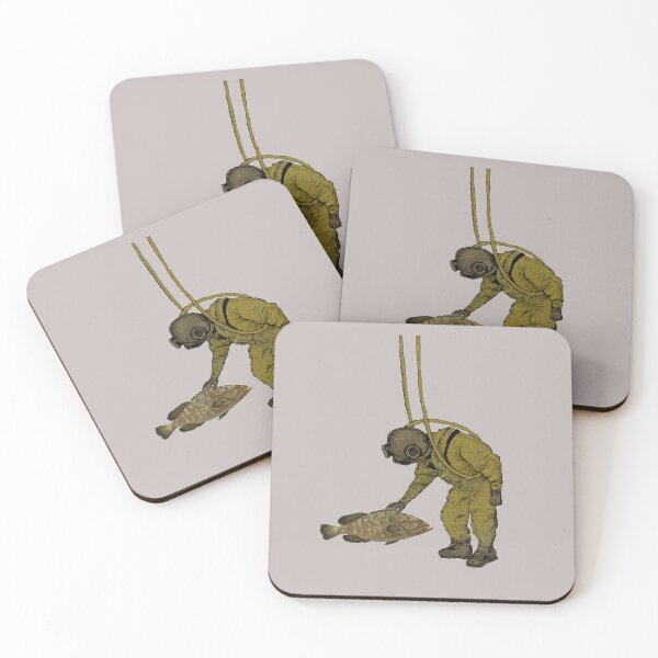 Item preview, Vintage Diver with Diving Helmet Petting a Fish designed and sold by urmaddad.