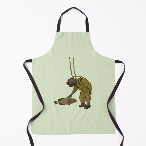 Item preview, Vintage Diver with Diving Helmet Petting a Fish designed and sold by urmaddad.