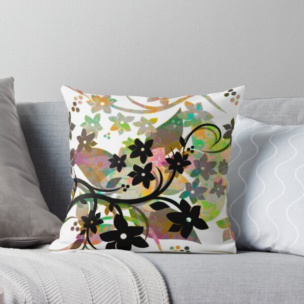 Retro Floral Botanical Print Throw Pillow