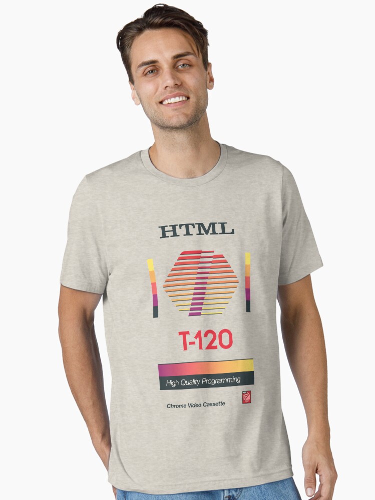 Thumbnail 2 of 7, Essential T-Shirt, Retro Blank VHS HTML designed and sold by ckirknielsen.