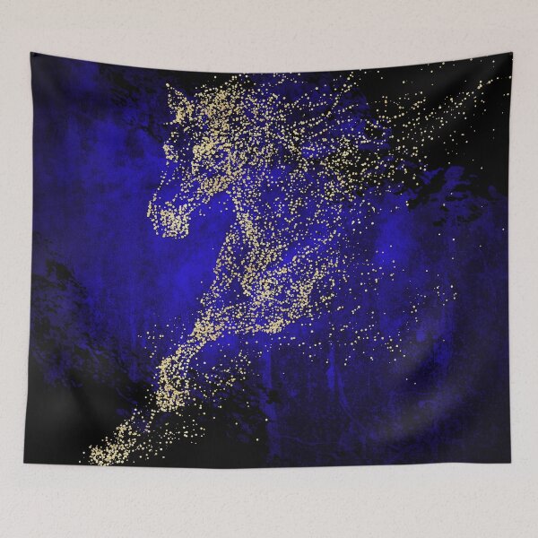 Item preview, Horse painting with golden dotes & dark blue background.  designed and sold by artjood.