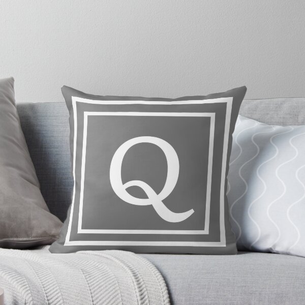 Item preview, Gray Pillow and Home Décor Alphabet Monogram Letter Q designed and sold by Teez-Me.