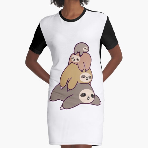 Sloth Stack Graphic T-Shirt Dress