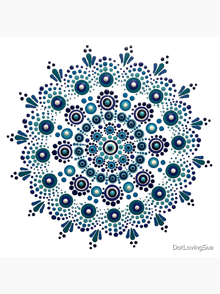 Blue and Green 4 Layer Dot Mandala blue-and-green-4-layer-dot-mandala-art-board-print-for-sale-by-dotlovingsue-redbubble