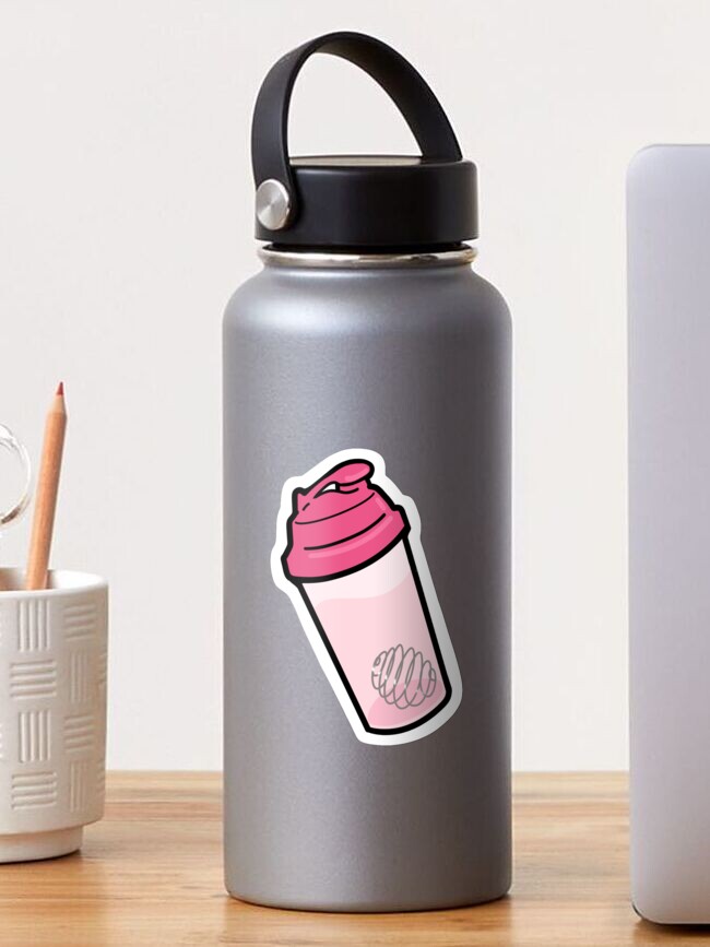 Thumbnail 1 of 3, Sticker, Protein Shake in Pink designed and sold by SusanaDesigns.