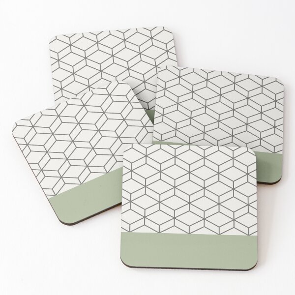 Item preview, Geometric Honeycomb Lattice Cuff Pattern in Sage Green designed and sold by kierkegaard.
