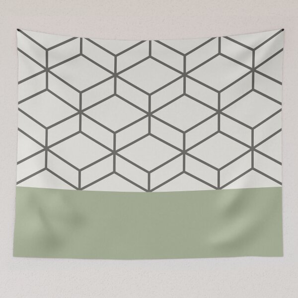 Item preview, Geometric Honeycomb Lattice Cuff Pattern in Sage Green designed and sold by kierkegaard.