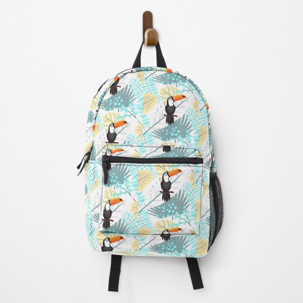 Item preview, Tropical Toucan with green and orange leaves designed and sold by Tati Tamura.